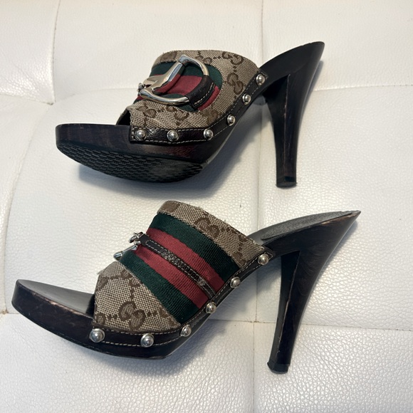 GUCCI GG Monogram web Horsebit Heel - Picture 2 of 15